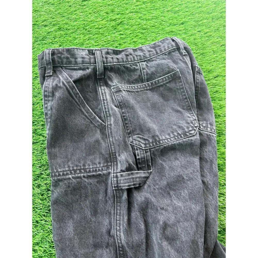 GAP Teen Girls Sz 14 Wide Stride Jeans Black Check Low Rise Wide Leg Denim Pants
